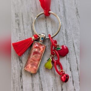 Red Keychain/Purse Charm with Fruit Charms
